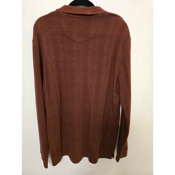 VanHeusen Men's Vintage Look Brown Long Sleeve Polo Size Large Tall - Picture 4 of 6